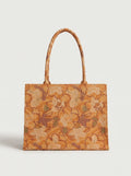Afroz Desert canvas tote bag with woven mustard floral print