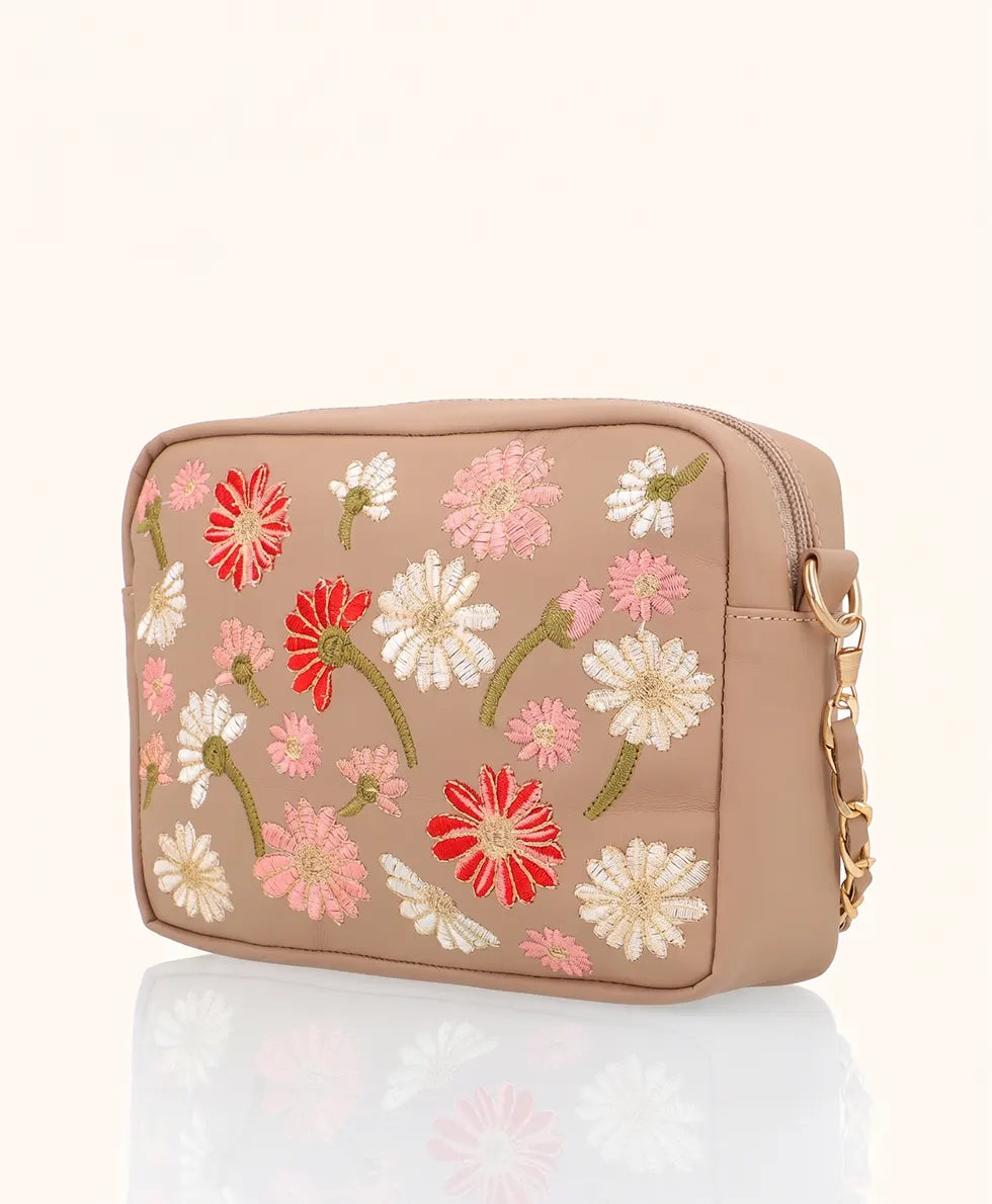 Blossom Cross Body Bag- Beige- BCB02
