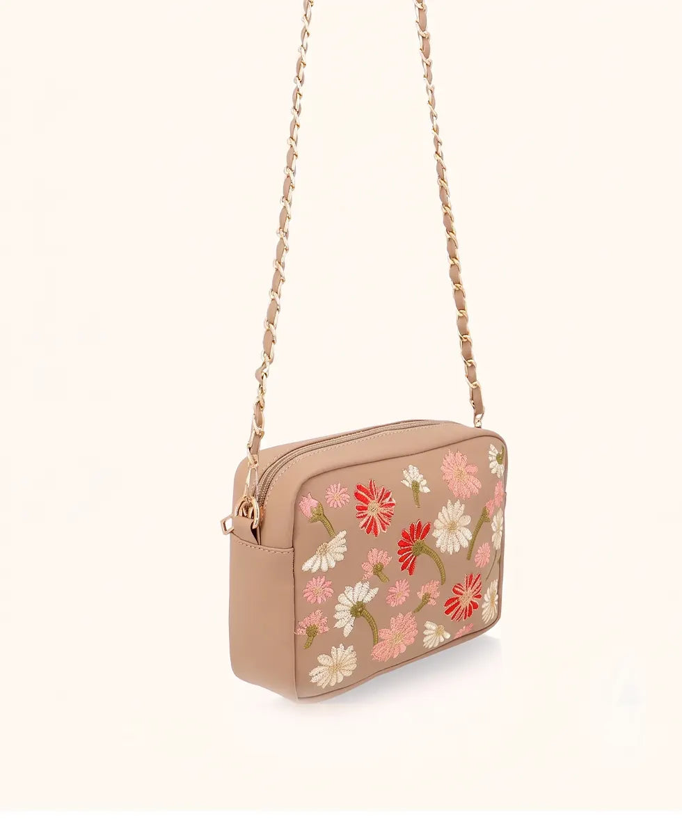 Blossom Cross Body Bag- Beige- BCB02