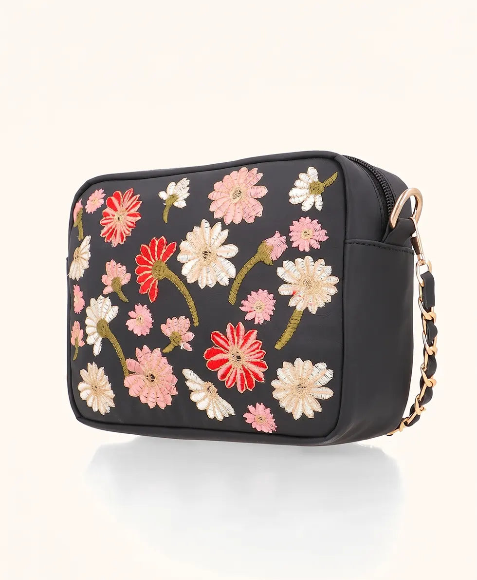 Blossom Cross Body Bag- Black- BCB01