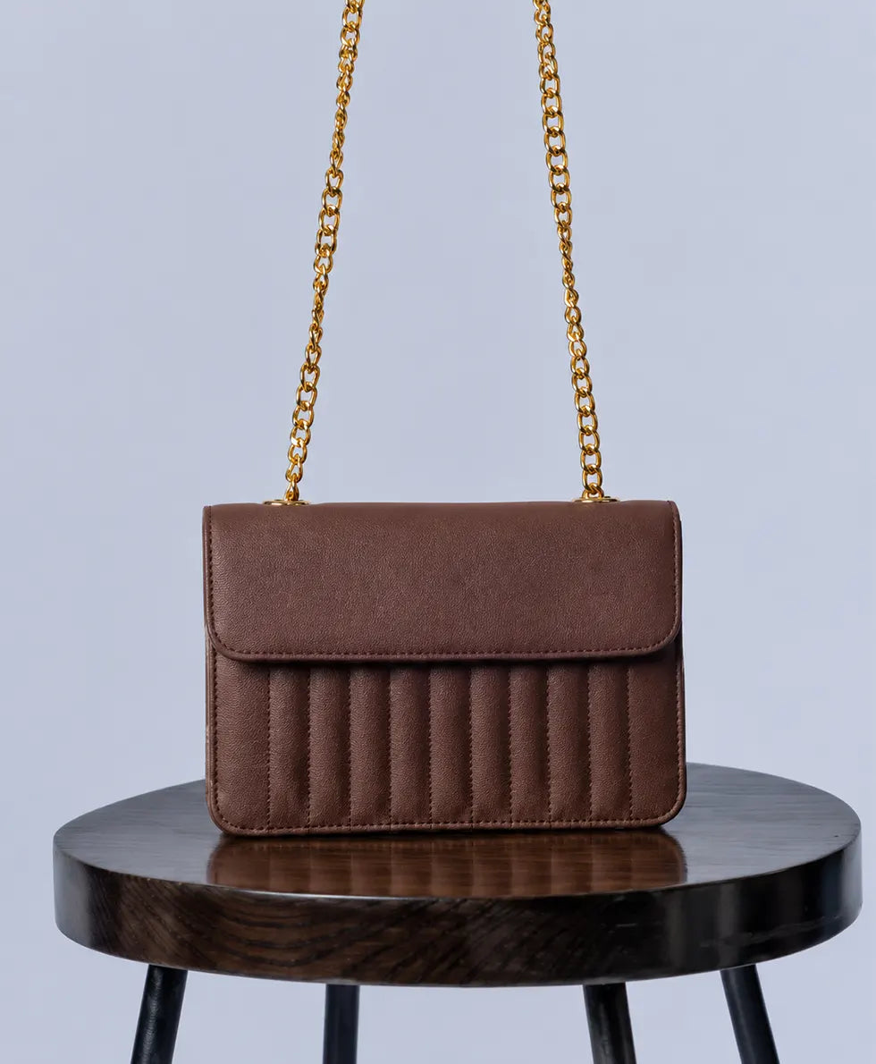 Flap Square Bag - Brown