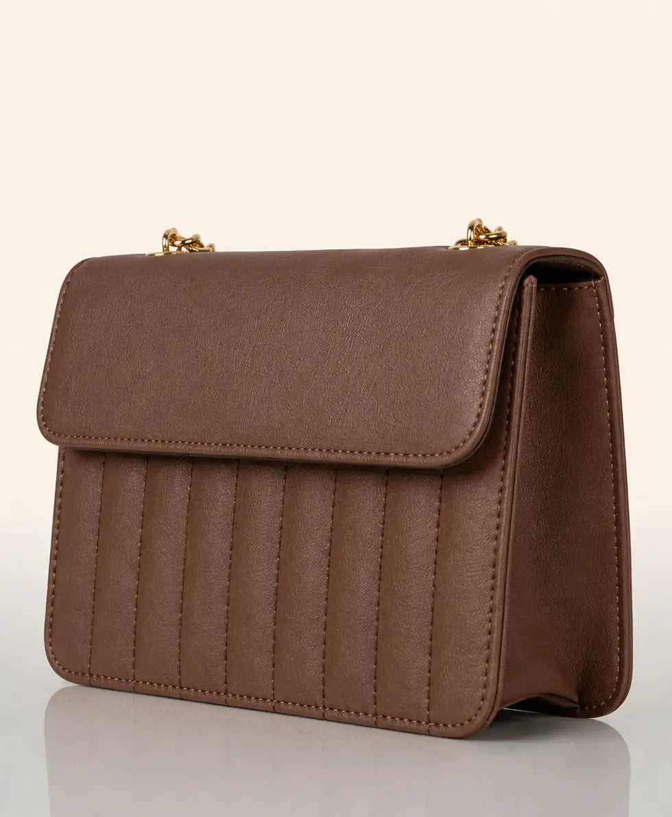 Flap Square Bag - Brown