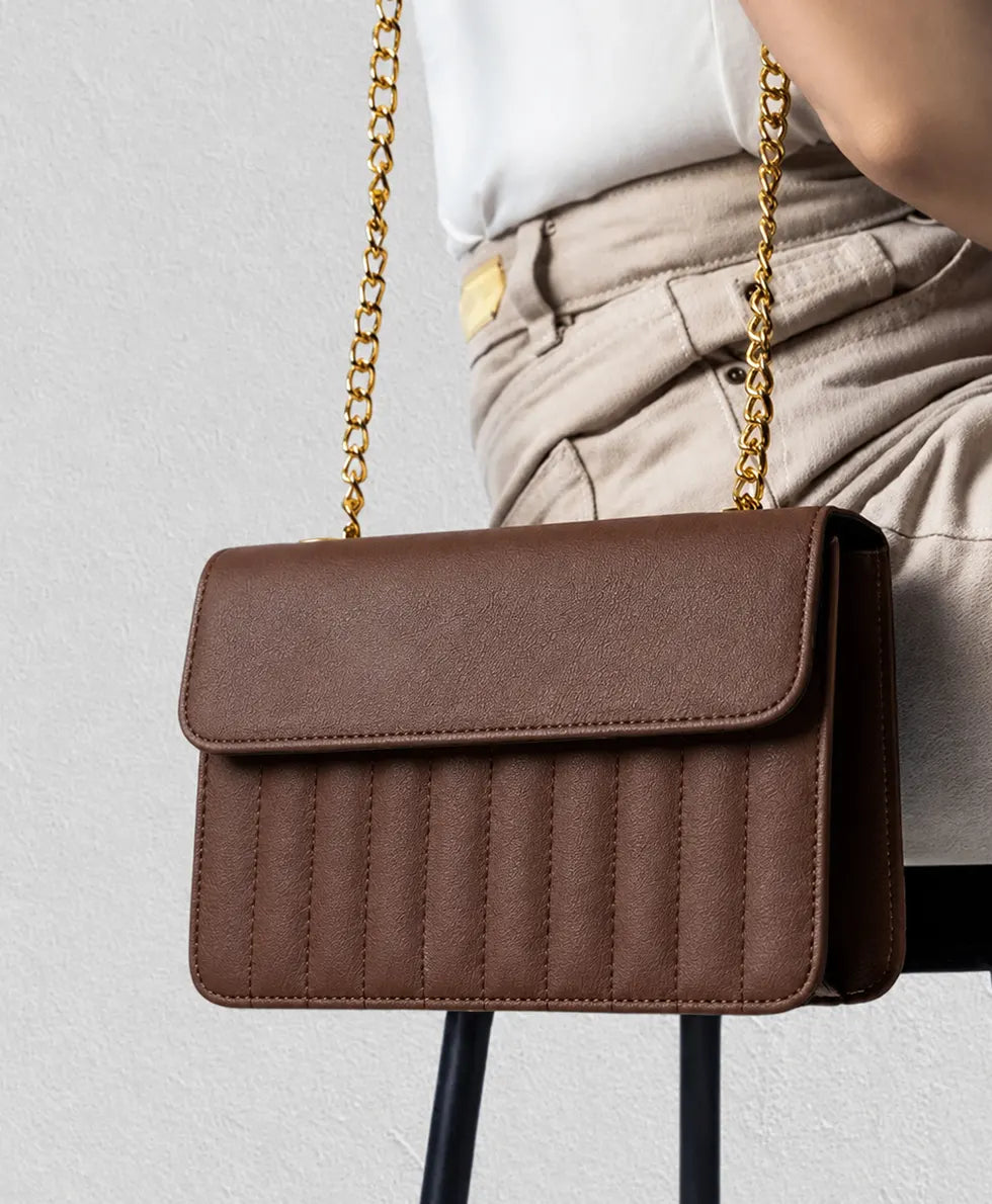 Flap Square Bag - Brown