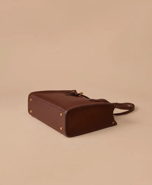 AFROZ 2-Piece Buckle Tote with Pouch in brown – tote bag set, photo 2